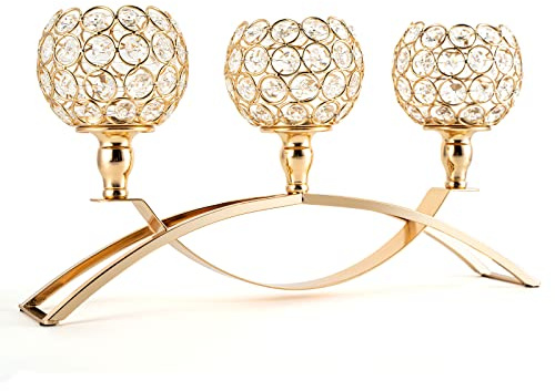 VINCIGANT Candle Stick Holder Decor Gold Candle Holders for Wedding,3-Candle Candelabras for Valentine's Day Party Dinning Room Table Centerpiece,Gift Boxed for Housewarming