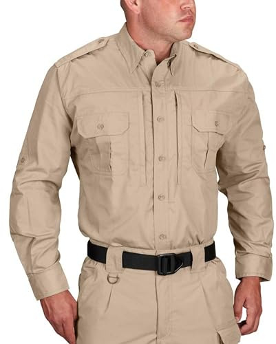 Propper Men's Long Sleeve Regular Tactical Shirt, Khaki, L EU