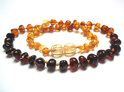 Amberta Collier Ambre 32cm. - 100% Plus Haute Qualite Certifie l'Ambre la Baltique Authentique Collier Perles