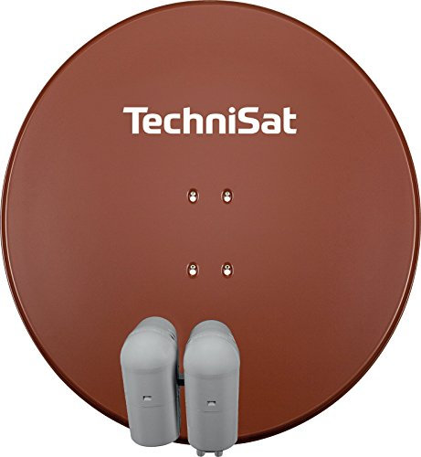 TechniSat GIGATENNE 850 – Digitale Sat-Anlage für Eutelastrasat Mehrteilnehmerempfang (85 cm Sat Spiegel, Masthalterung, Multifeed, 2x UNYSAT-Universal-Quattro-LNB im Wetterschutzgehäuse) rot