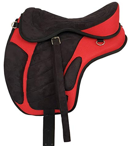 A&M Reitsport Baumloser Wanderreit Sattel Liberty Schwarz/Rot NEU+ Zubehör, Größe:17 Zoll