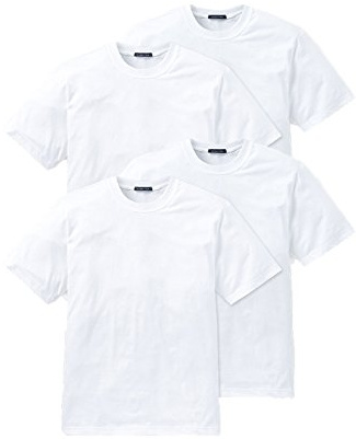 Schiesser 4er Pack American T-Shirt Rundhals oder V-Neck M-XXXL, Schwarz o. Weiß (6 (Gr. Large), Weiß (Rundhals)) [Textilien]