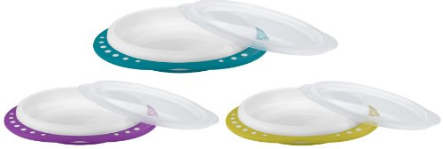 NUK Easy Learning 10255049 Learning to Eat Plate with Lid, Non-Slip Handles, Non-Slip Base, BPA-Free, Colour Not Selectable