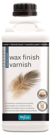 Polyvine Wax Finish Varnish Dead Flat – Quick Dry, Water Resistant Clear Varnish Wax - Quick Dry, Long Lasting Protection, Heat & Stain Resistant for Interior Wood, MDF, Furniture, Emulsion & More, 1L