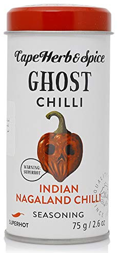 CAPE HERB – Ghost Chilli Indian Nagaland | Vass kryddblandning med fågelöga och Naga-Jolokia chiliskotor. Perfekt för kött och grönsaker samt för att förfina soppor och såser | Innehåll: 75 g