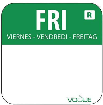 Vogue Colour Coded Food Labels Friday Green - (Roll 1000)