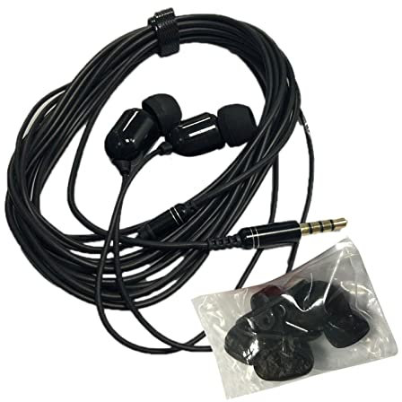 Auriculares de Cable extralargo | Auriculares internos con Cable 3M con micrófono,Bloqueo de Auriculares de botón de Graves con Cable para Uso de Larga Distancia para computadora y teléfono Generic