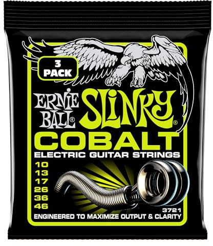 Ernie Ball Regular Slinky Cobalt Electric Guitar Strings 3-pack, 10-46 Gauge (P03721)
