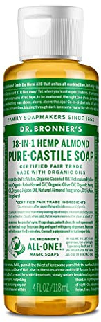 Dr Bronner's 18-in-1 Almond Pure-Castile Liquid Soap, Made with Organic Oils, Used for Face, Body, Hair, Laundry, Pets and Dishes, Certified Fair Trade & Vegan Friendly, 946ml Recyled Bottle