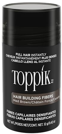 Toppik Hair Building Fibers, Medium Brown, 12g Fill In Fine or Thinning Hair, Instantly Thicker, Fuller Looking, 9 Shades for Men & Women, Keratin Protein Formula