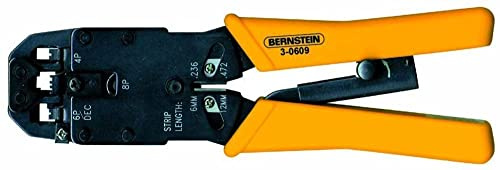 Bernstein Werkzeug Universal Crimpzange aus Metall für 4P4C, 4P2C, 7,65 mm, 6P6C/RJ-12, 6P4C/RJ-11, 9,65 mm, 8P8C/RJ-45, 11,68 mm, DEC 6P6C, 3-0609