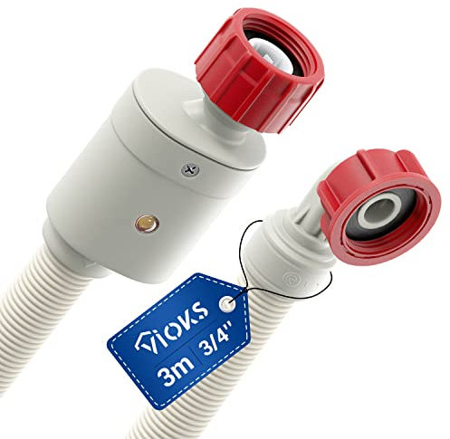 VIOKS Aquastop Zulaufschlauch Geschirrspüler Schlauch 3/4 Zoll 3m 90°C Gerade/Gewinkelt - Universal Aquastop Schlauch für Waschmaschinen, Spülmaschinen/Wasserschläuche für Geschirrspüler