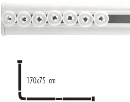 Spirella Teleskopstange Surprise, Duschvorhangstange Duschvorhangschiene ohne Bohren, Spannstange, durch Drehen verstellbar, sicherer Halt, als Duschstange, Kleiderstange, 170 x 75 cm Weiß