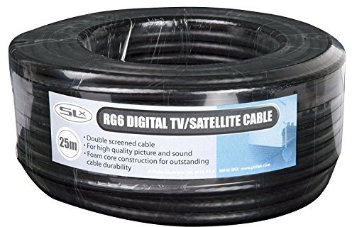 Philex Coax Cable 25m Black, RG6 Aerial & Satellite TV Cable