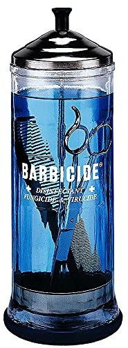 Disinfecting Jar – Durable Glass Immersion Container with Stainless Steel Lid and Tray – Professional Salon, Spa & Barber Tool Sanitizer for Combs, Brushes & Implements - (Large - 37 Fl Oz)