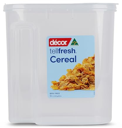 Décor Tellfresh Cereal Storage Dispenser | Large Airtight Container | Dishwasher Safe | 5L