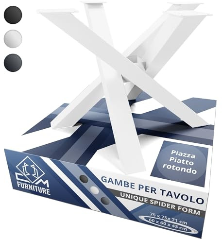 CM Furniture Patas para Mesa Cristal Madera Bianco Base Araña para Redondas Cuadradas Spider Tipo Forma X Cruzadas Estrellam Carga Pesada - para Mesa de Centro Salón Pie para Muebles A: 43 cm DIY
