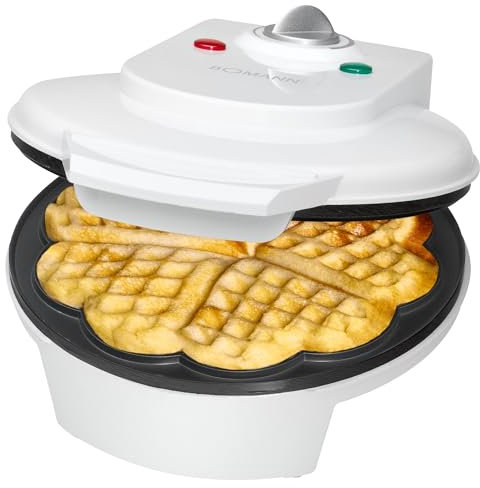 Bomann® Waffeleisen mit großen Backflächen | ⌀ 18 cm | Antihaftbeschichtung | schnelle Zubereitung | Waffeleisen Herzform | Waffle Maker | stufenlos regelbarer Bräunungsgrad | WA 5018 CB weiß