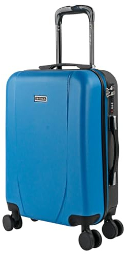 ITACA - Bagaglio A Mano Rigido Leggero Bagaglio A Mano 55X40X20 con 4 Ruote Silenziose Trolley Cabina Estensibile Viaggio Aereo Ergonomico Durevole. Compatibile Ryanair, Blu/antracite