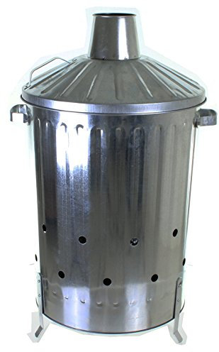 Incinerator Fire Bin 90L Burning Garden Galvanized Waste Wood Leaves Metal Trash