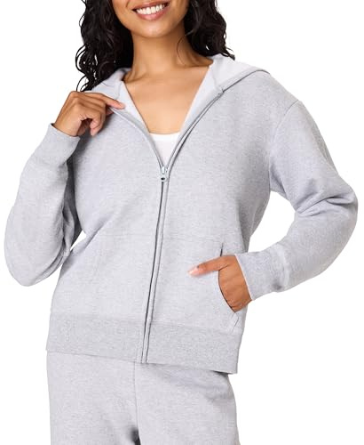Hanes, EcoSmart Fleece Full Hoodie, Zip-up Hooded Sweatshirt for Women Veste d'échauffement ou de survêtement, Acier léger, XXL Femme