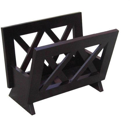 Oceanstar Contemporary Wood Magazine Rack, Black