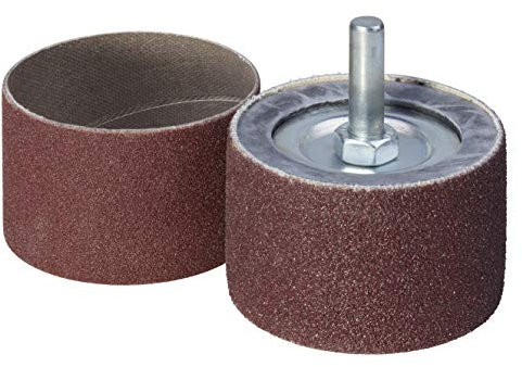 wolfcraft Schleifzylinder, Ø 45 mm I 2038000I Set mit 2 Schleifbändern I Körnung 80, 150 I für Holz, Metall, Kunststoff I 6 mm Rundschaft I für Bohrmaschinen