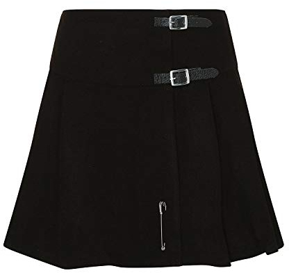 Tartanista Black 16.5 inch Mini Kilt/Minikilt Skirt - Size UK 14
