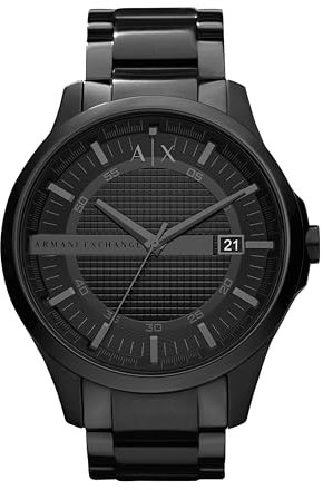 Armani Exchange Hampton Men's Quartz Watch with Black Dial and Black Stainless Steel Bracelet AX2104