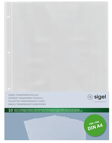 SIGEL SM190 Fundas transparentes para cubierta, A4, 10 unds.