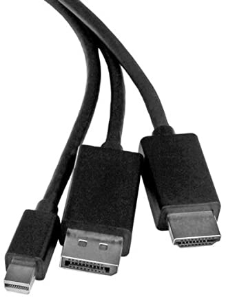 StarTech.com 2m 6 ft HDMI, DisplayPort or Mini DisplayPort to HDMI Converter Cable - HDMI, DP or Mini DP to HDMI Adapter Cable (DPMDPHD2HD), black