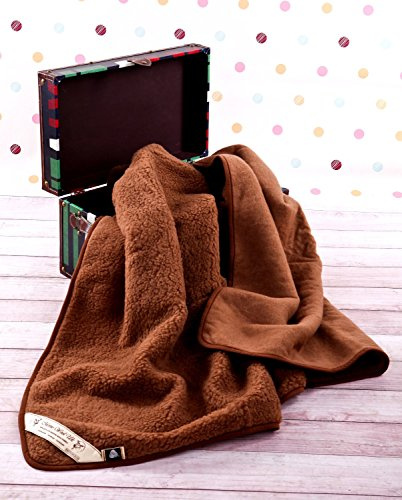 Merino Wool Couverture légère pour lit double 100 % laine, marquée (marron, 160 x 200 cm)