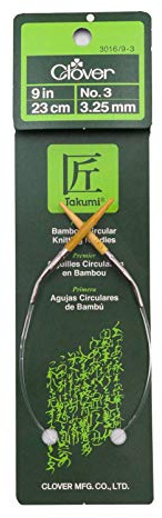 klöver Takumi bambu cirkulära sticknålar 9 tum storlek 3/3,25 mm