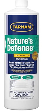 Farnam Nature’s Defense Concentrate, Water-Based Botanical Fly Repellent Spray for Horses, Ideal for Sensitive Skin, 32 oz