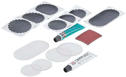 Prophete Flickzeug-Set für Gummi & PVC – Reparaturset für Fahrradschläuche, Planen, Luftmatratzen, Regenkleidung & mehr – inkl. Vulkanisierlösung & Flicken