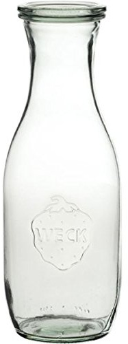 Botellas de zumo con tapa, anillas para conservas y clips, capacidad: 1 litro, 4 unidades.