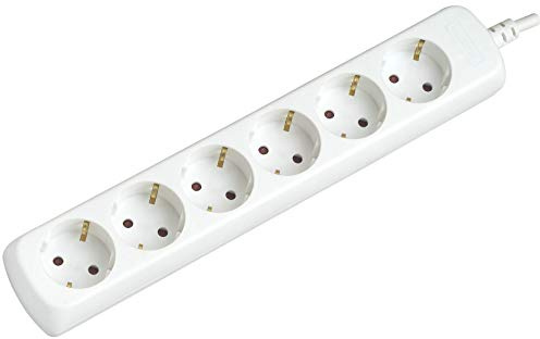Silver Electronics - Regleta Enchufe con 4 Tomas sin Interruptor, Blanco, 4 Enchufes, Cable de 1,5 Metros, Protección Infantil, Toma de Tierra