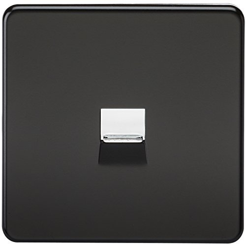 Knightsbridge SF7400MB Screwless Telephone Extension Socket, Matt Black