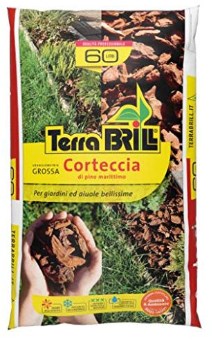 BRILL Corteccia Decorativa per AIUOLE di GRANULOMETRIA Grossa (25-40 MM) in Sacco da 60 Litri