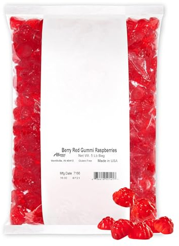 Albanese Candy, Berry Red Gummi Raspberries, 5-pound Bag