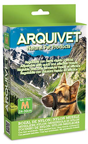 ARQUIVET Bozal Nylon Talla M con Lazo Acolchado para Perros - Paseo, adiestramiento y protección - Color Negro - para Perros medianos - Accesorios caninos