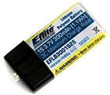 E-Flite 300mAh 1S 3.7V 25C LiPo Battery: PH 1.5 (Ultra Micro)