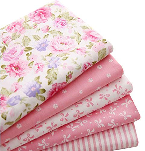 5 Stücke Rosa Serie Patchwork Stoffe Paket 40 x 50 cm baumwollstoffe Stoffpaket Stoffreste Nähstoffe DIY Handgefertigte Nähen Quilten Stoff