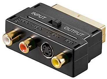 Goobay 50499 Scart Cinch Adapter, Audio / Video, vergoldete Kontakte, Scartstecker (21-Pin) > 3x Cinch-Buchse + Mini-DIN 4-Buchse (S-Video)