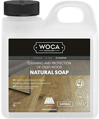 WOCA Natural Soap 1 liter (natural color) effective ph neutral heavy duty ecofriendly durable odorless plant-based soap, ideal for wooden floors, furniture, table tops and all other natural surfaces