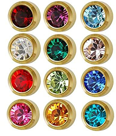 Surgical Steel 4mm Ear Piercing Studs, 12 Pair Mixed Colors