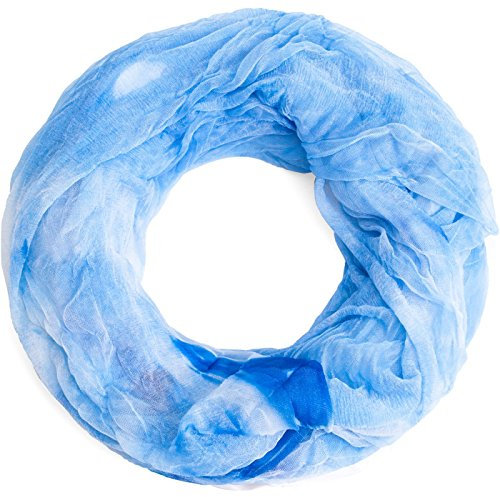 Compagno Damen Schal leichter Loopschal mit Welleneffekt Damenschal Loop Farbverlauf, SCHAL Farbe:Hellblau