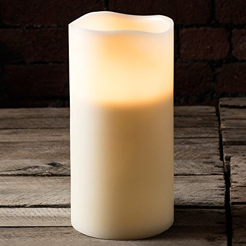 Lights4fun Grande Vela con 3 Mechas LED Blanco Cálido Sin Llama a Pilas con Temporizador en Cera Marfil de 30 cm Decoración para Interiores
