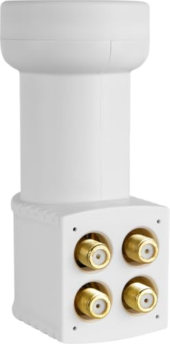 Megasat 0401074 9120625 HD-Profi Quad-LNB Teilnehmer-Anzahl: 4 Feedaufnahme: 40mm vergoldete Anschluesse, Wetterschu, Weiß