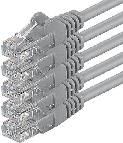 1aTTack.de 5X 2m Câble Réseau Cat6 Cat 6 - RJ45 Ethernet LAN DSL Routeur Modem - Gris